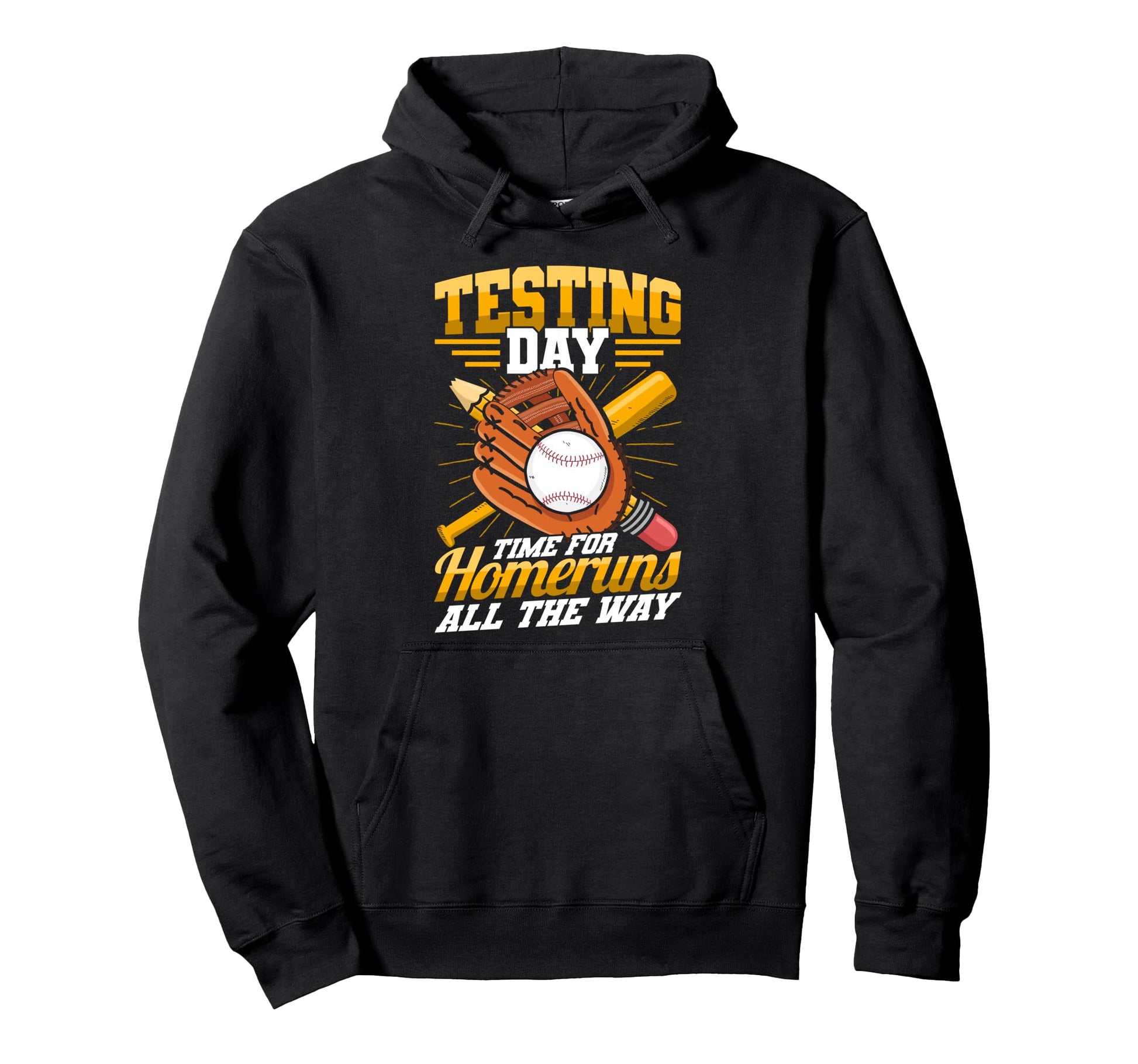Test Day Teacher Baseball Homerun Hoodie - Aesthetic Graphic Men Women - T-Shirt, Sweatshirt, Hoodie