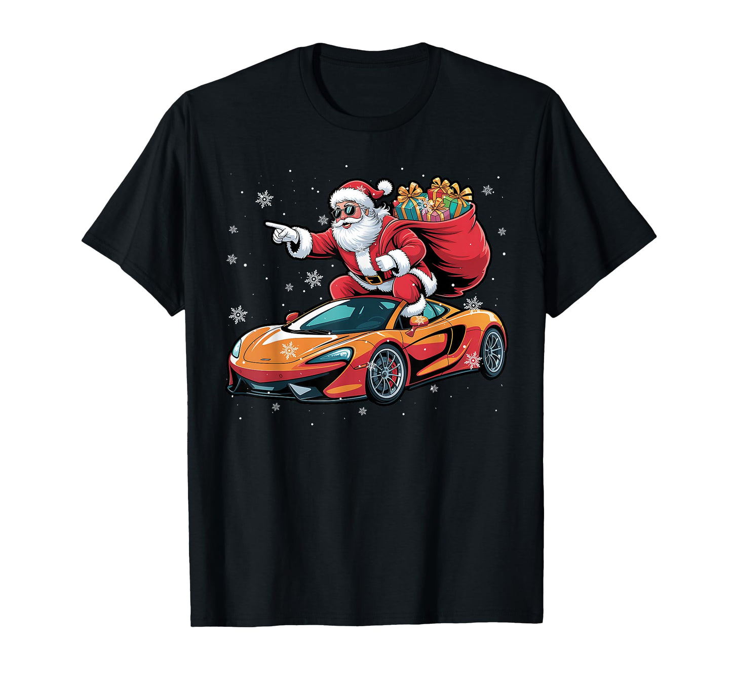Funny Santa Driving Sport Car Pajama T-Shirt - Minimalist Print Unisex - T-Shirt, Sweatshirt, Hoodie