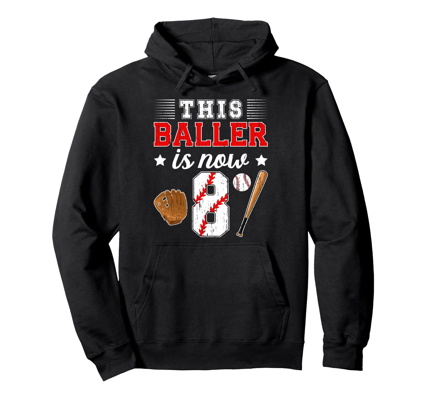 8Th Birthday Baseball 8 Year Old Hoodie - Casual Everyday Wear Unisex - T-Shirt, Sweatshirt, Hoodie