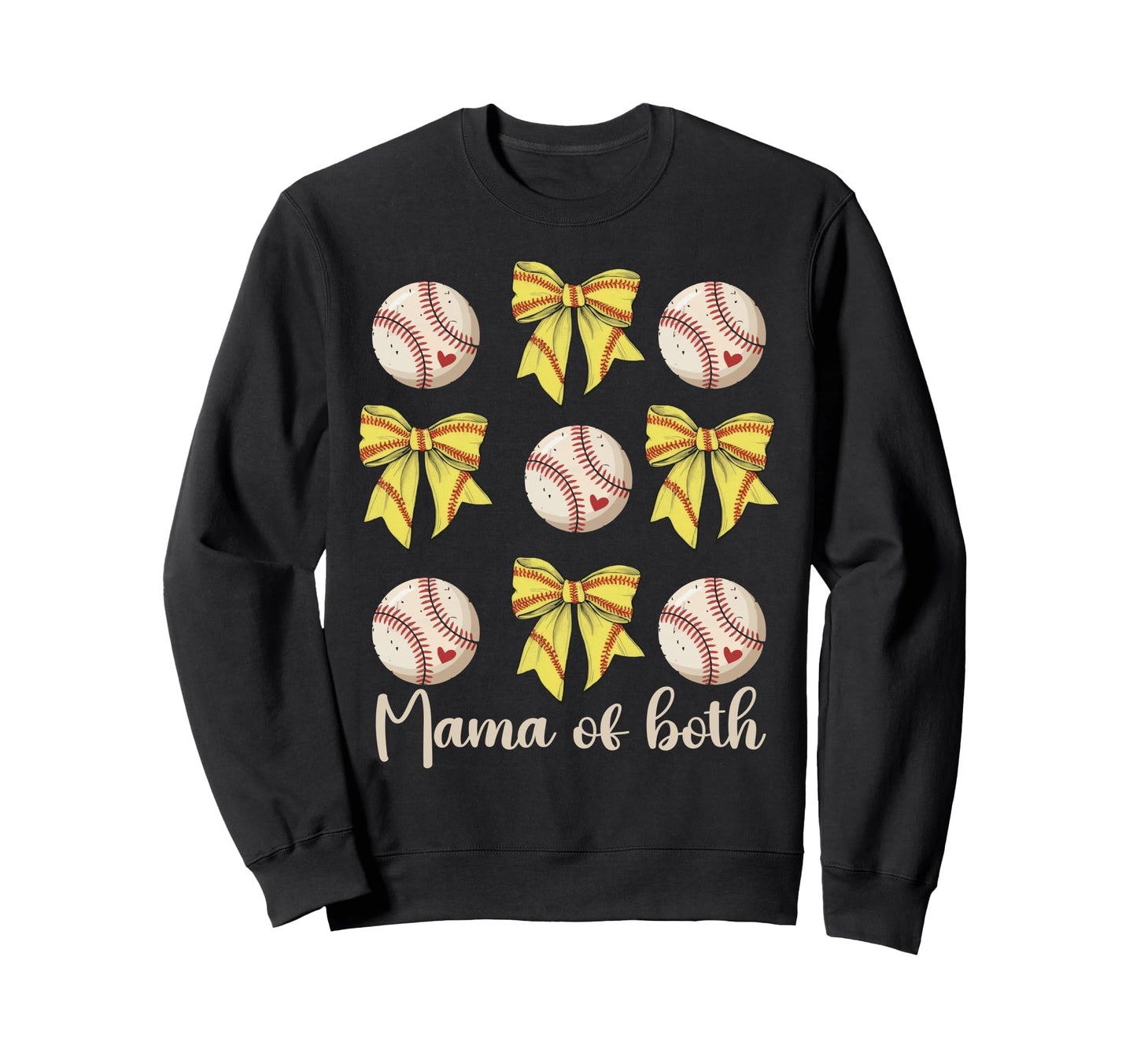 Mama Both Coquette Bow Softball Sweatshirt - Trendy Graphic Men Women - T-Shirt, Sweatshirt, Hoodie