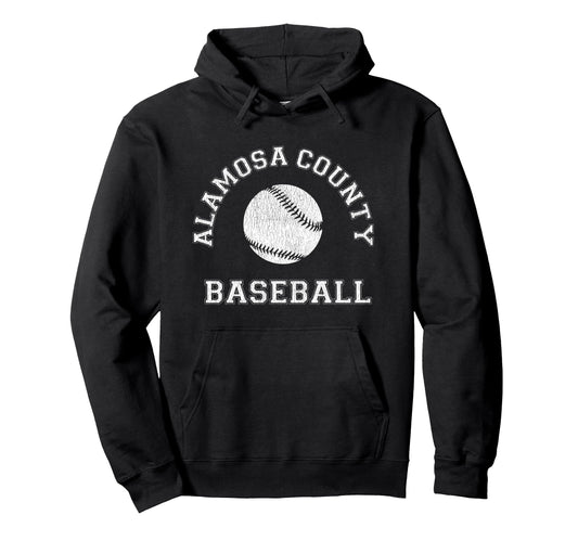 Alamosa County Baseball Distressed Hoodie - Trendy Graphic Unisex - T-Shirt, Sweatshirt, Hoodie