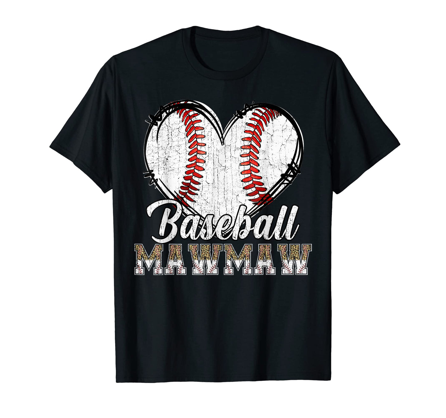 Softball Baseball Mawmaw Heart Leopard T-Shirt - Unique Graphic Unisex - T-Shirt, Sweatshirt, Hoodie
