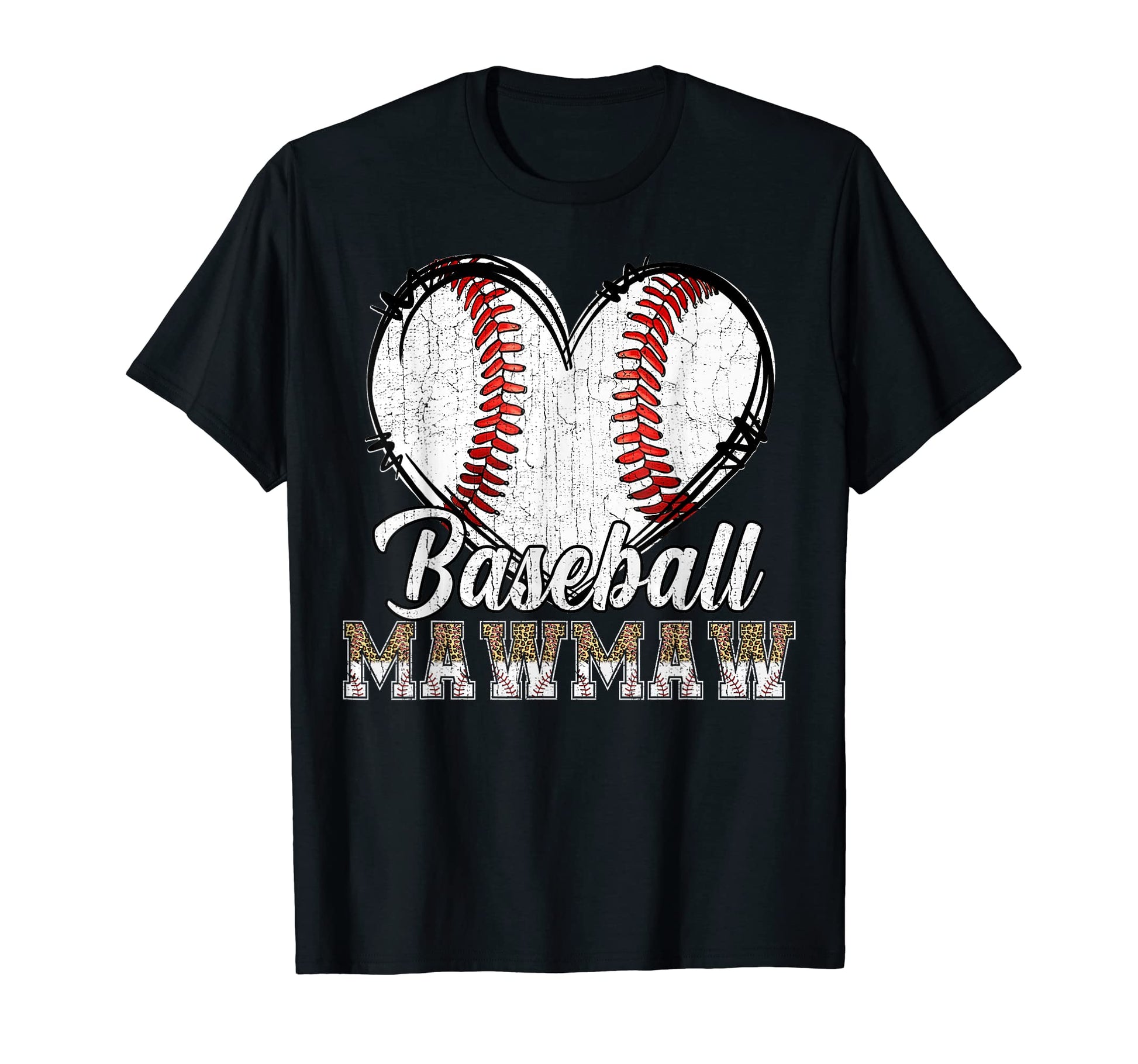 Softball Baseball Mawmaw Heart Leopard T-Shirt - Unique Graphic Unisex - T-Shirt, Sweatshirt, Hoodie