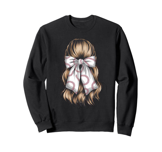 Baseball Coquette Bow Baseball Sweatshirt - Fun Novelty Design for Adults - T-Shirt, Sweatshirt, Hoodie