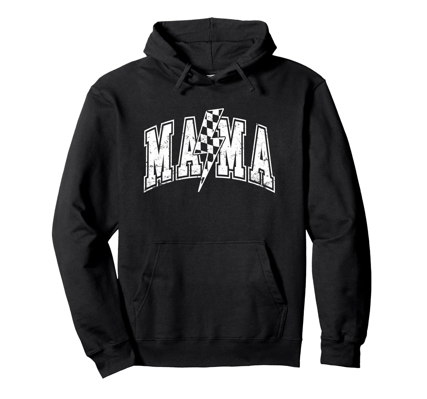 Mama Lightning Bolt Checkered Varsity Mom Hoodie - Custom Art Print Unisex - T-Shirt, Sweatshirt, Hoodie
