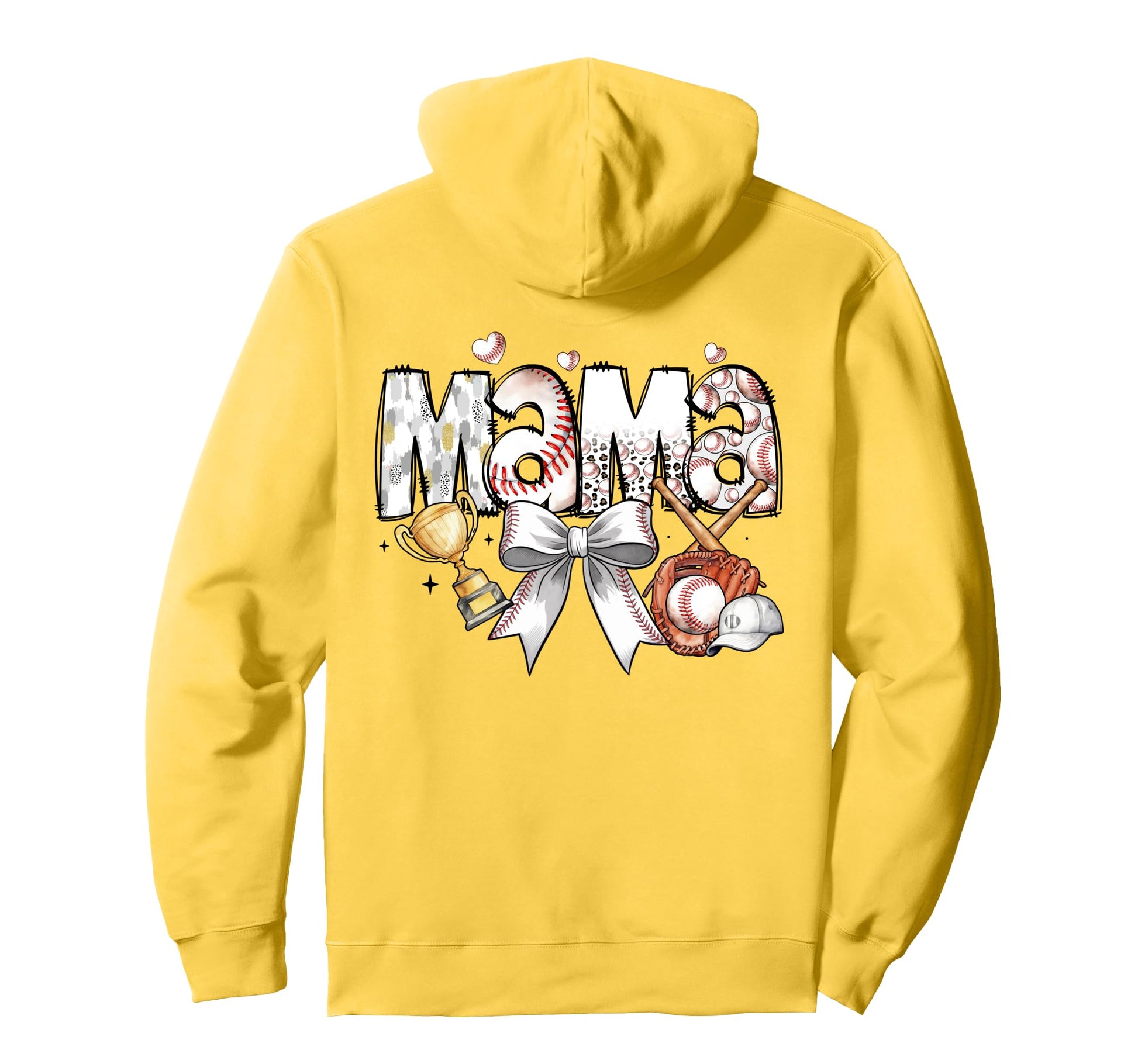 Baseball Mama Bow Trophy Softball Mom Hoodie - Fun Novelty Design Unisex - T-Shirt, Sweatshirt, Hoodie