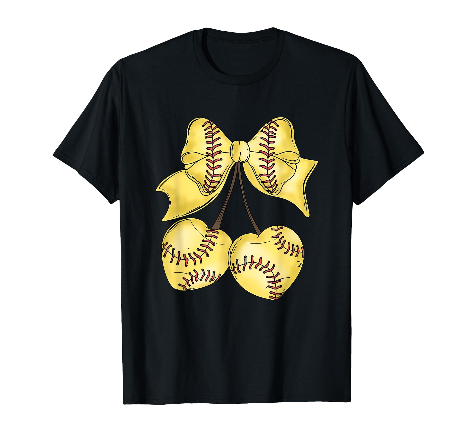 Heart Baseballs Bow Softball Lover T-Shirt - Graphic Print Men Women - T-Shirt, Sweatshirt, Hoodie