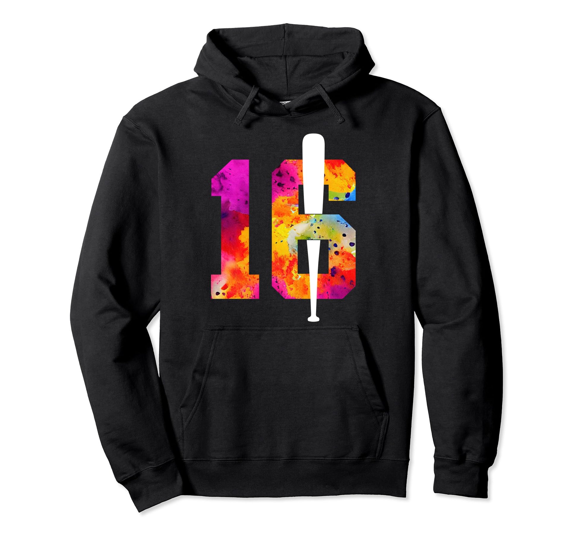Number 16 Years Baseball 16Th Birthday Hoodie - Graphic Print for Adults - T-Shirt, Sweatshirt, Hoodie