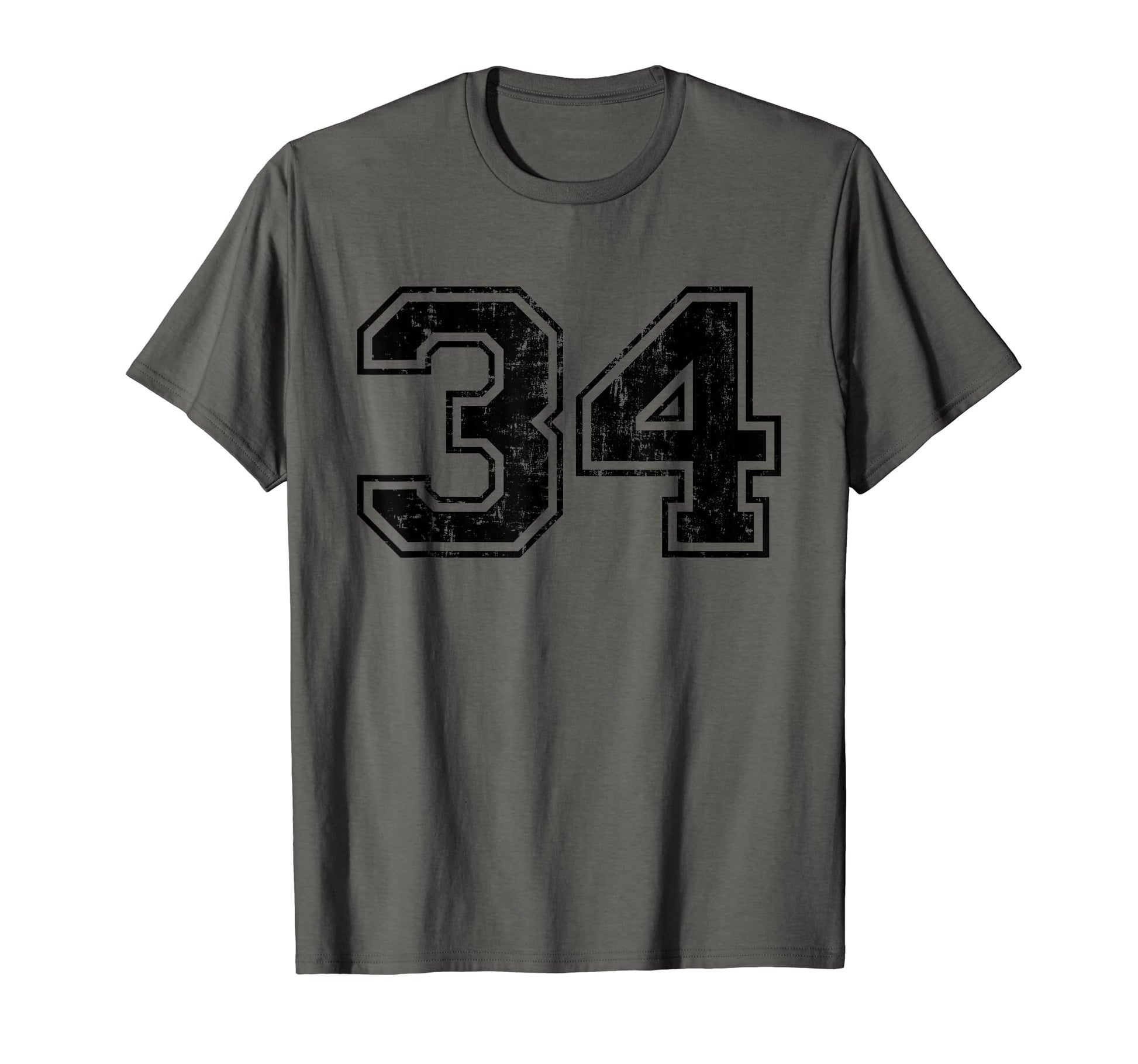 Number 34 Varsity Distressed Sport T-Shirt - Fun Novelty Design Men Women - T-Shirt, Sweatshirt, Hoodie