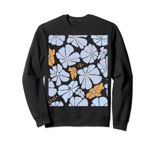 Abstract Floral Blue Pattern Sweatshirt - Trendy Graphic Unisex - T-Shirt, Sweatshirt, Hoodie