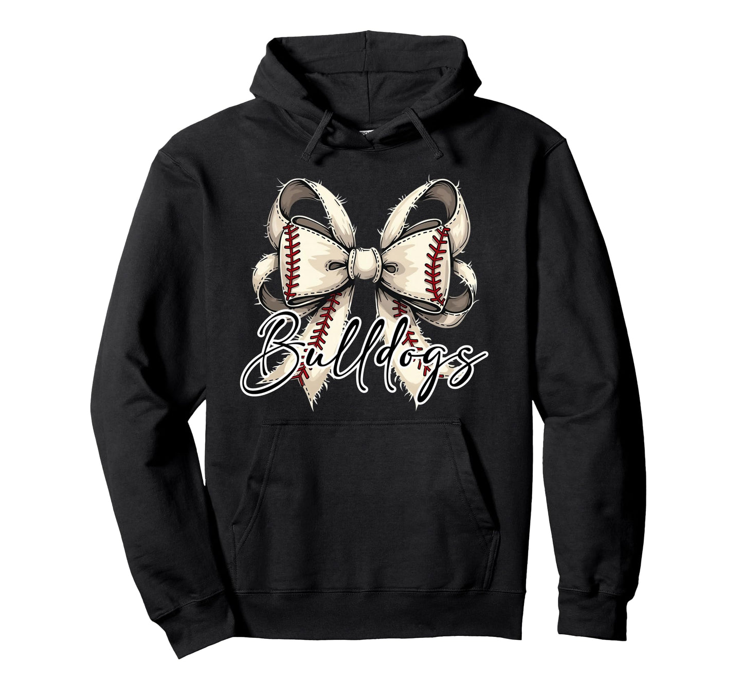 Bulldogs Baseball Bow Game Day Mascot Hoodie - Minimalist Print Unisex - T-Shirt, Sweatshirt, Hoodie