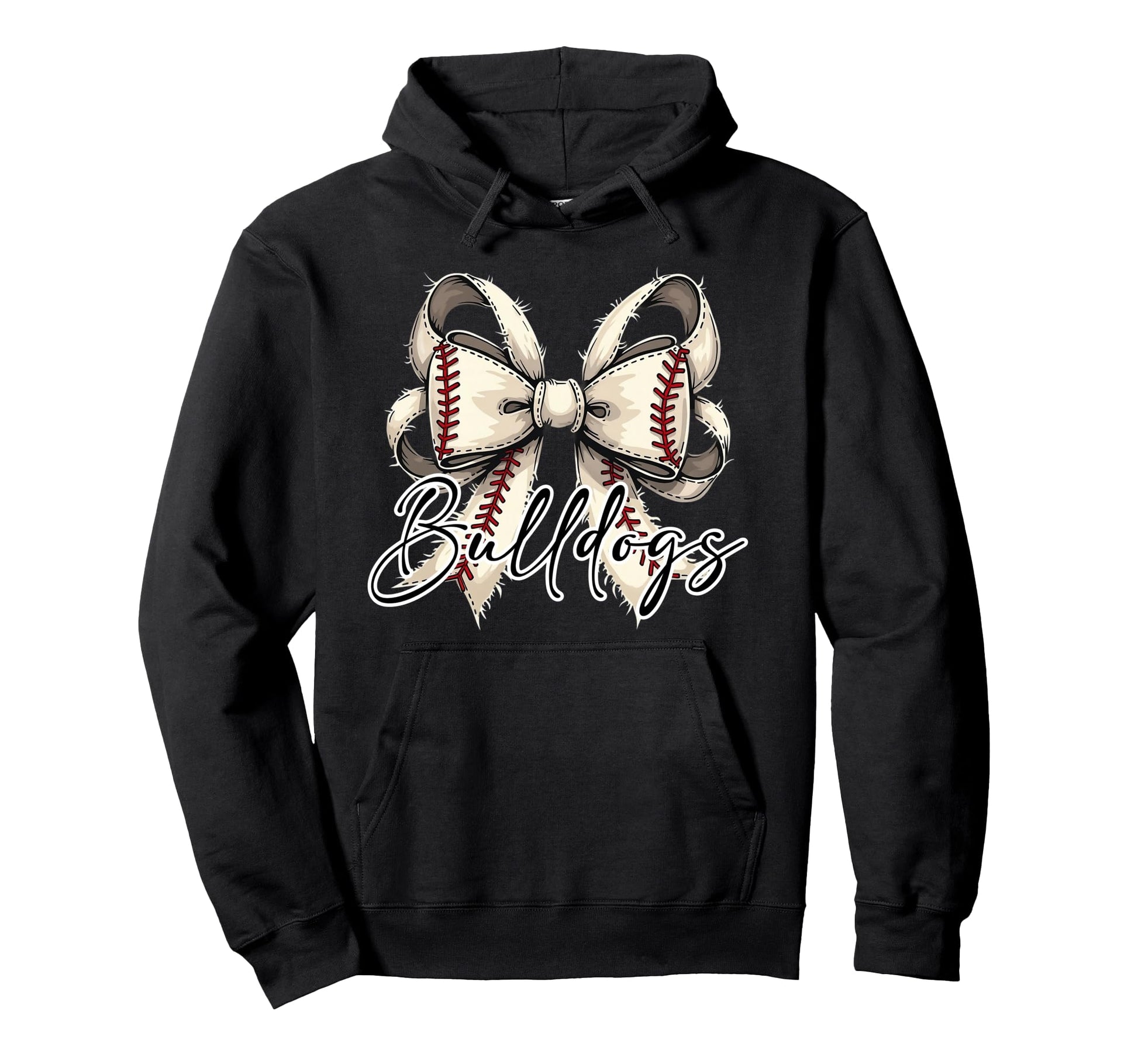Bulldogs Baseball Bow Game Day Mascot Hoodie - Minimalist Print Unisex - T-Shirt, Sweatshirt, Hoodie