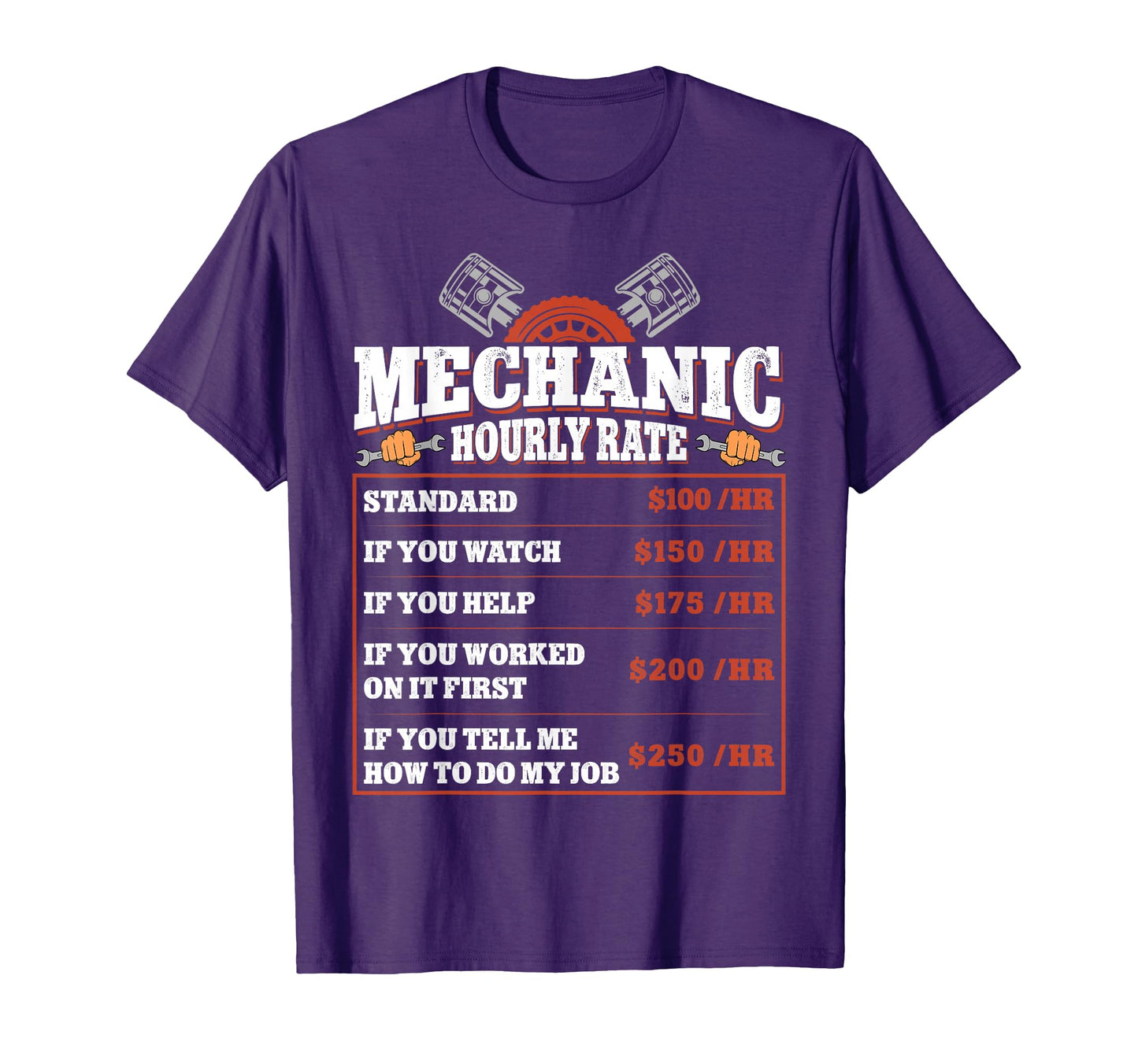 Funny Mechanic Hourly Rate Labor Rates T-Shirt - Aesthetic Graphic Unisex - T-Shirt, Sweatshirt, Hoodie