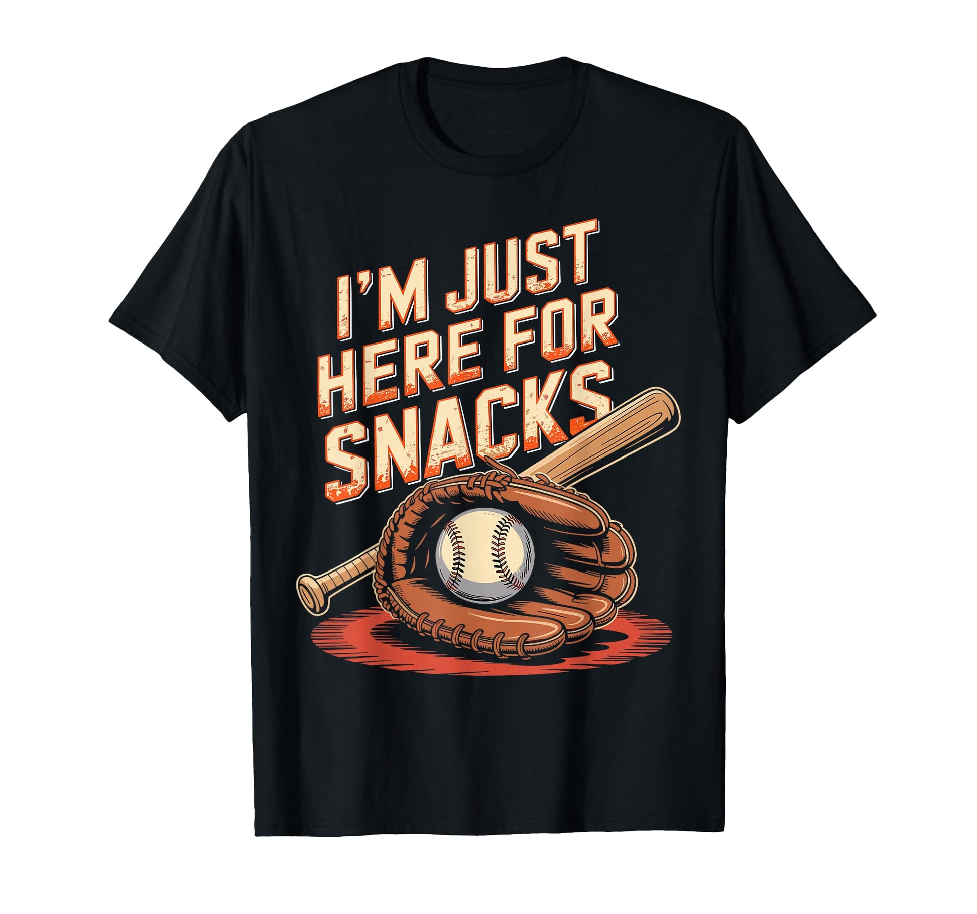 Funny Baseball Im Just Here Snacks T-Shirt - Minimalist Print for Adults - T-Shirt, Sweatshirt, Hoodie