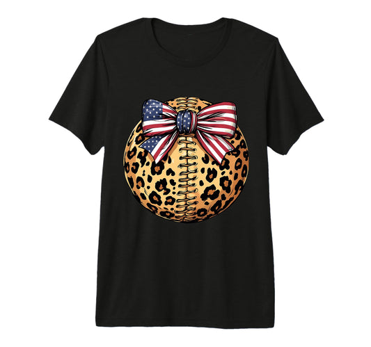 American Baseball Coquette Bow Patriotic T-Shirt - Custom Art Print Unisex - T-Shirt, Sweatshirt, Hoodie