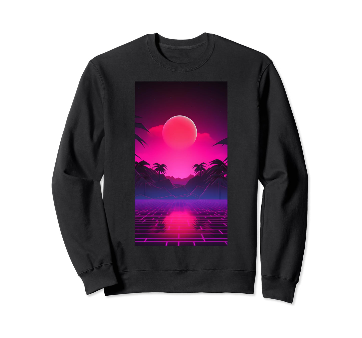 Retrowave Sunset 80S Vaporwave Sweatshirt - Custom Art Print for Adults - T-Shirt, Sweatshirt, Hoodie