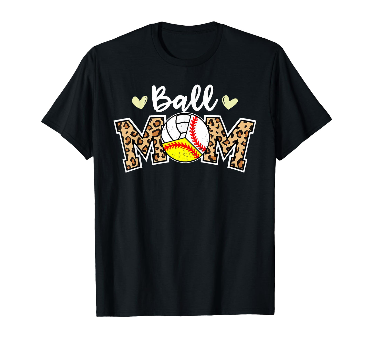 Ball Mom Leopard Baseball Softball T-Shirt - Custom Art Print Men Women - T-Shirt, Sweatshirt, Hoodie