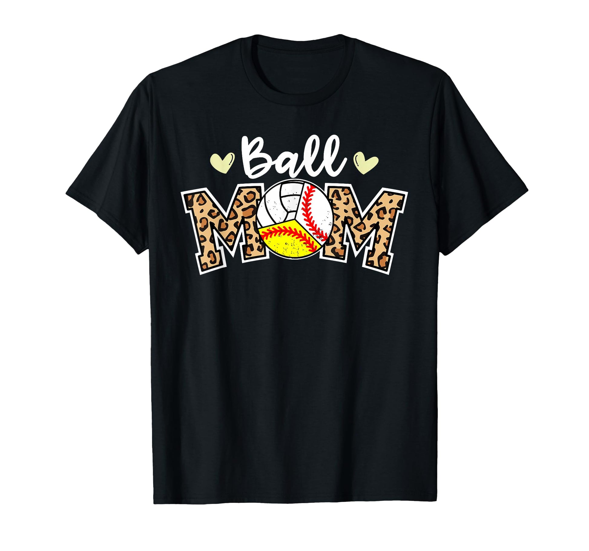 Ball Mom Leopard Baseball Softball T-Shirt - Custom Art Print Men Women - T-Shirt, Sweatshirt, Hoodie