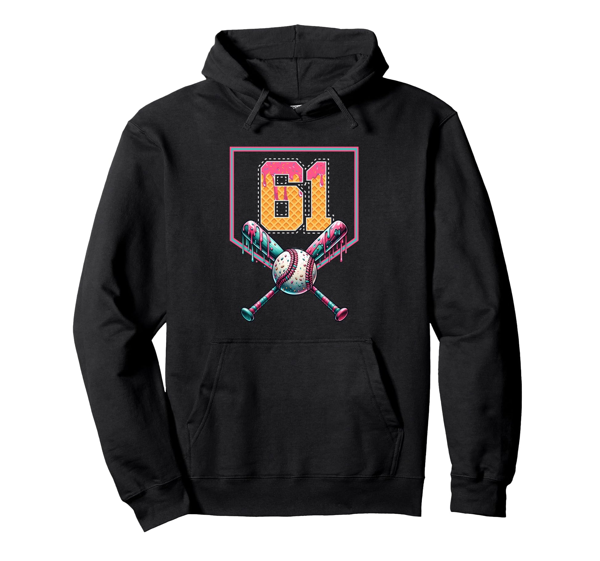 Baseball Drip Number 61 Player Or 61St Hoodie - Novelty Apparel for Adults - T-Shirt, Sweatshirt, Hoodie