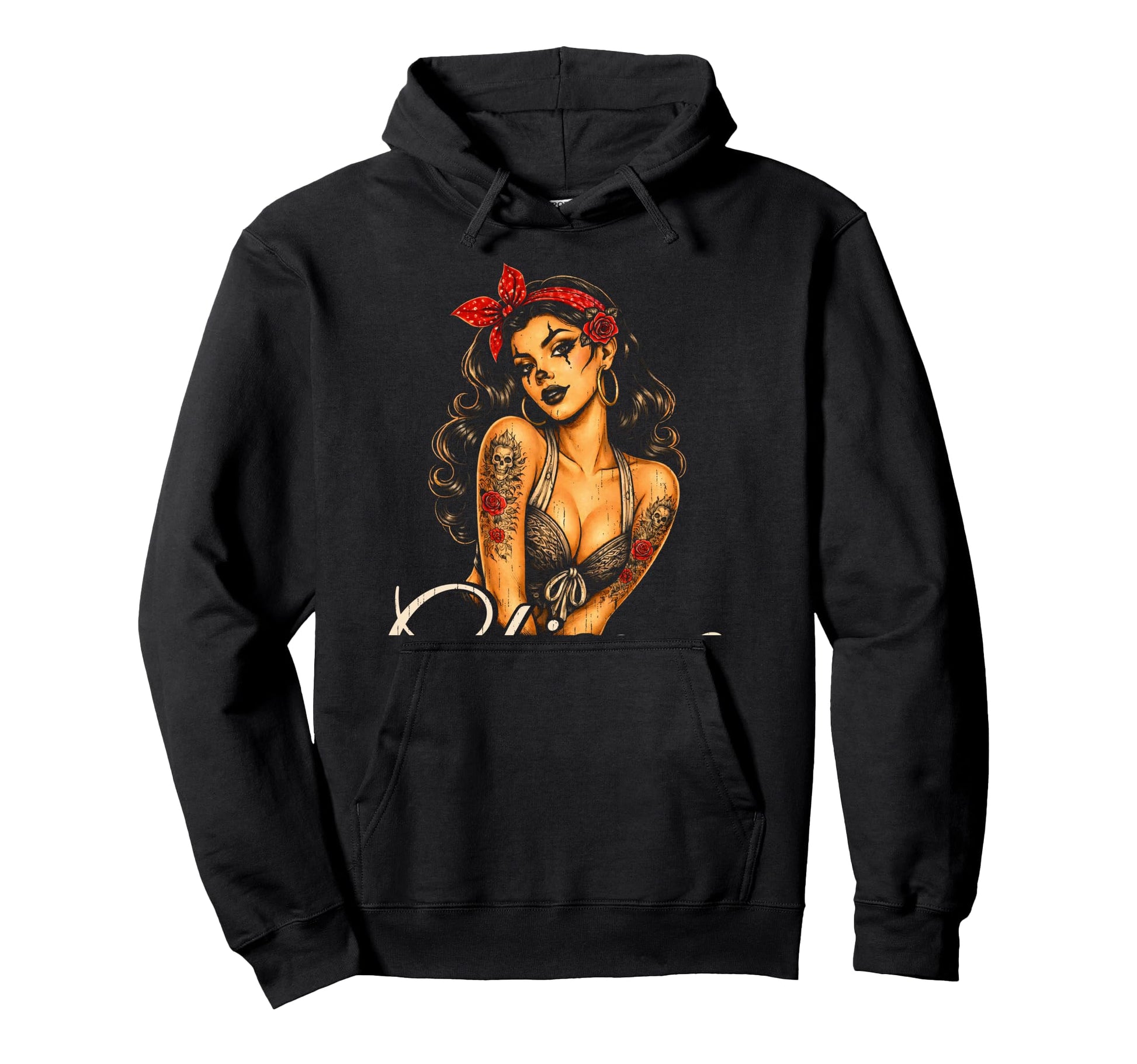 Chicana 80S Pin Up Hot Latina Tattoo Hoodie - Graphic Print for Adults - T-Shirt, Sweatshirt, Hoodie