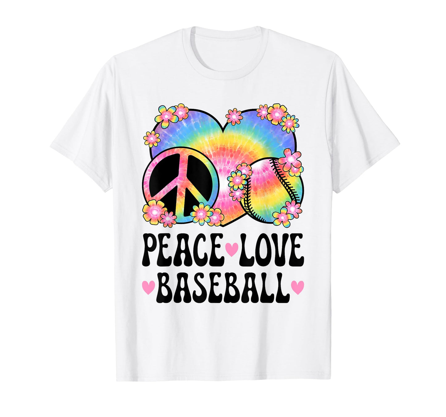 Peace Love Baseball Lover 60S 70S T-Shirt - Trendy Graphic Men Women - T-Shirt, Sweatshirt, Hoodie
