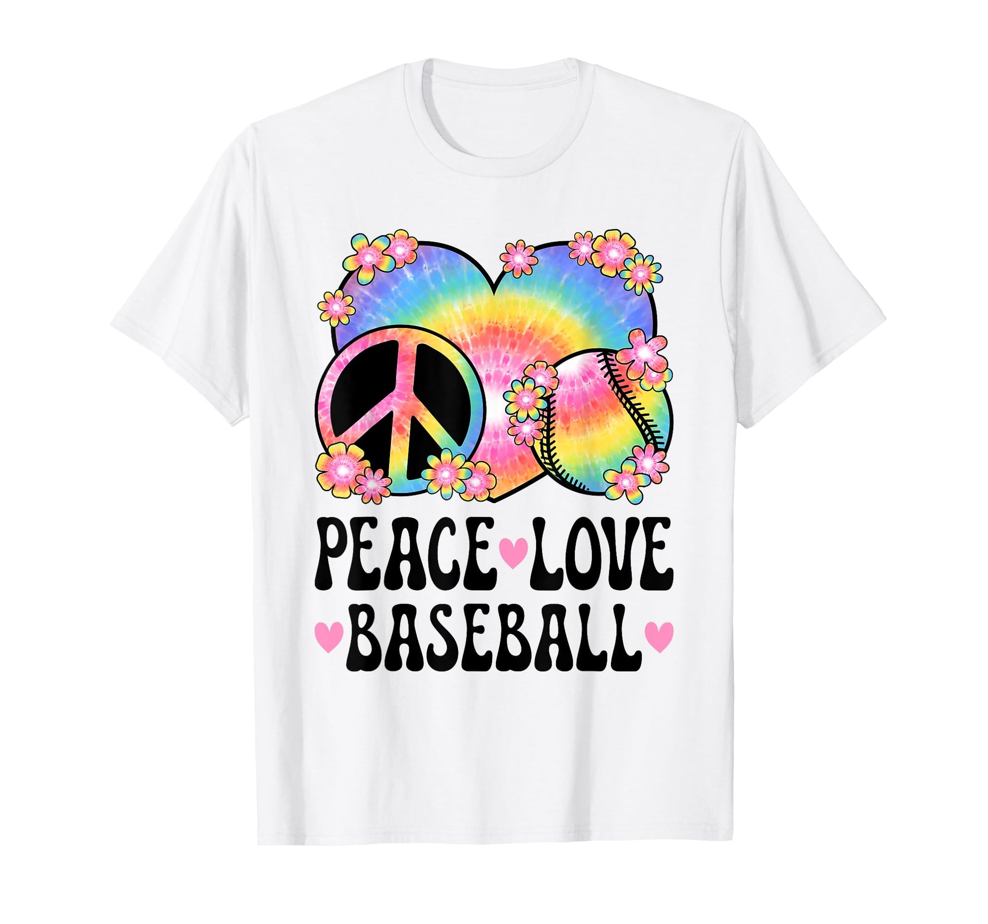 Peace Love Baseball Lover 60S 70S T-Shirt - Trendy Graphic Men Women - T-Shirt, Sweatshirt, Hoodie