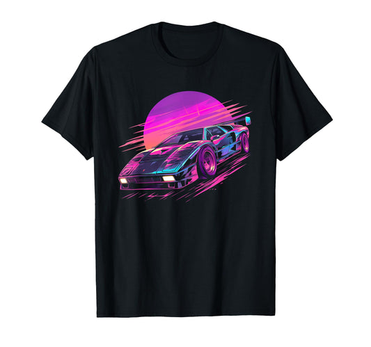 80S Synthwave Sports Car T-Shirt - Trendy Graphic for Adults - T-Shirt, Sweatshirt, Hoodie