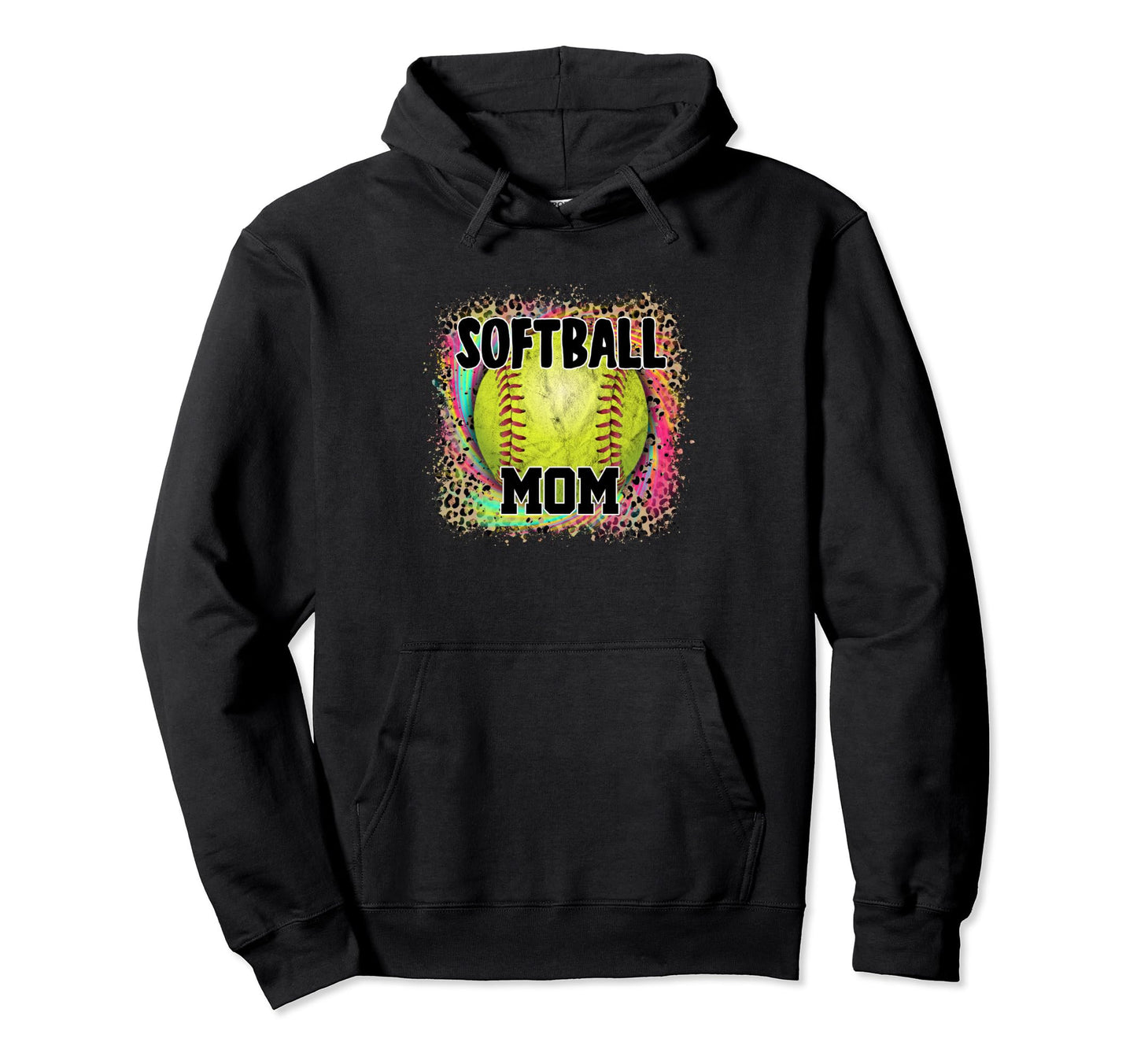 Softball Mom Leopard Funny Hoodie - Casual Everyday Wear for Adults - T-Shirt, Sweatshirt, Hoodie