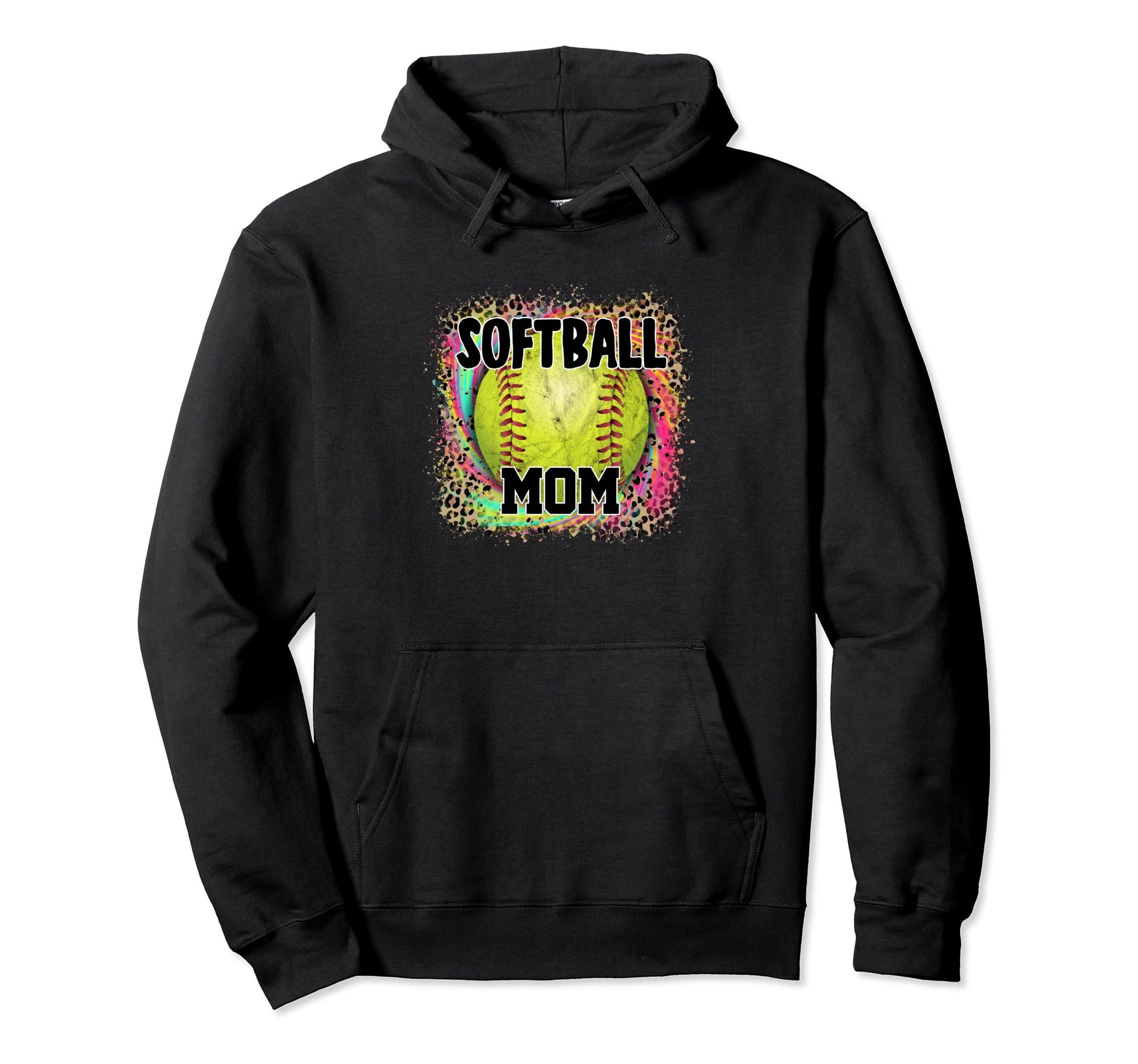 Softball Mom Leopard Funny Hoodie - Casual Everyday Wear for Adults - T-Shirt, Sweatshirt, Hoodie