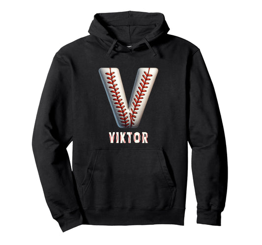 Baseball Home Run Veit Initial Letter Hoodie - Aesthetic Graphic Unisex - T-Shirt, Sweatshirt, Hoodie