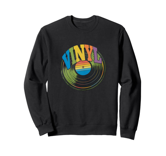 80S 90S Vinyl Record Player Turntable Sweatshirt - Minimalist Print Unisex - T-Shirt, Sweatshirt, Hoodie