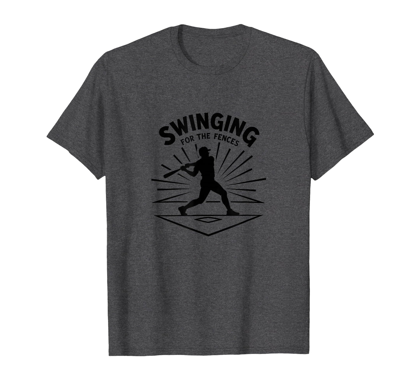 Baseball Swinging Fences Home Run Dark T-Shirt - Novelty Apparel Men Women - T-Shirt, Sweatshirt, Hoodie