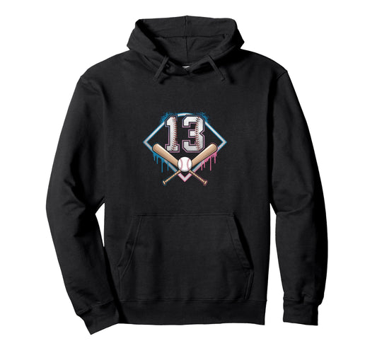 Baseball Home Ice Cream 13Th Birthday Hoodie - Minimalist Print Unisex - T-Shirt, Sweatshirt, Hoodie