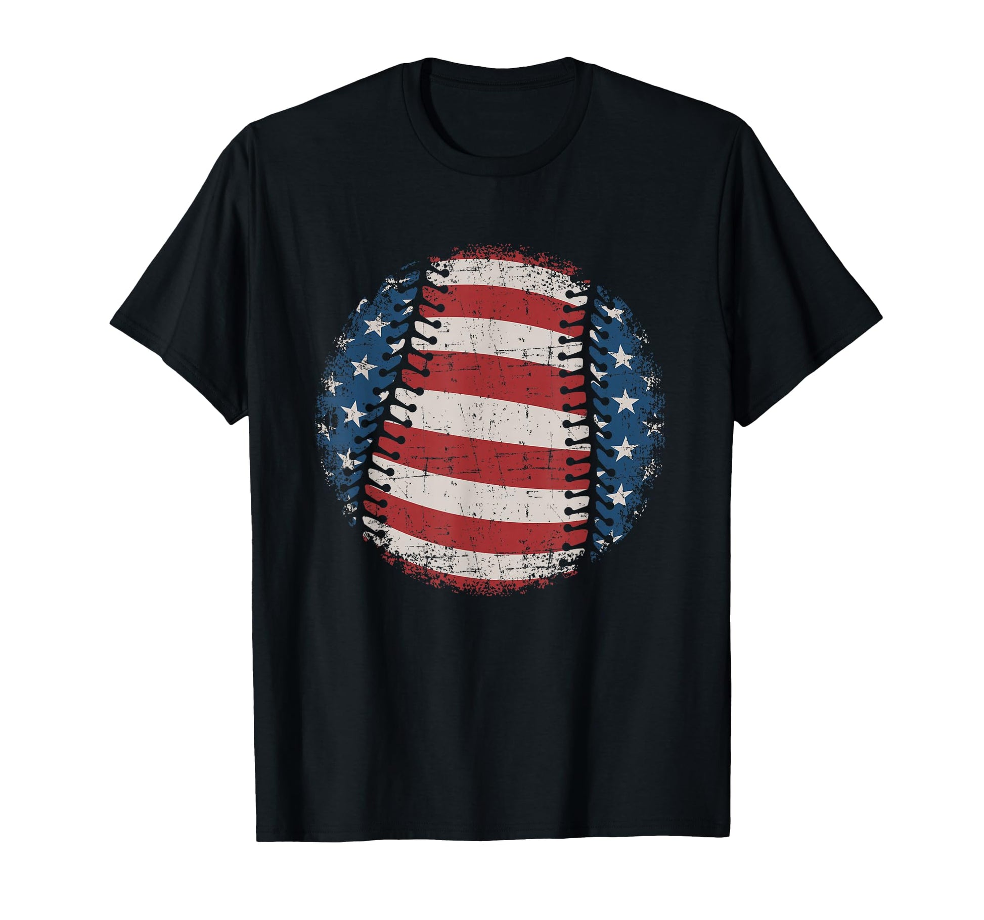 Baseball Us American Flag Patriotic T-Shirt - Custom Art Print Men Women - T-Shirt, Sweatshirt, Hoodie
