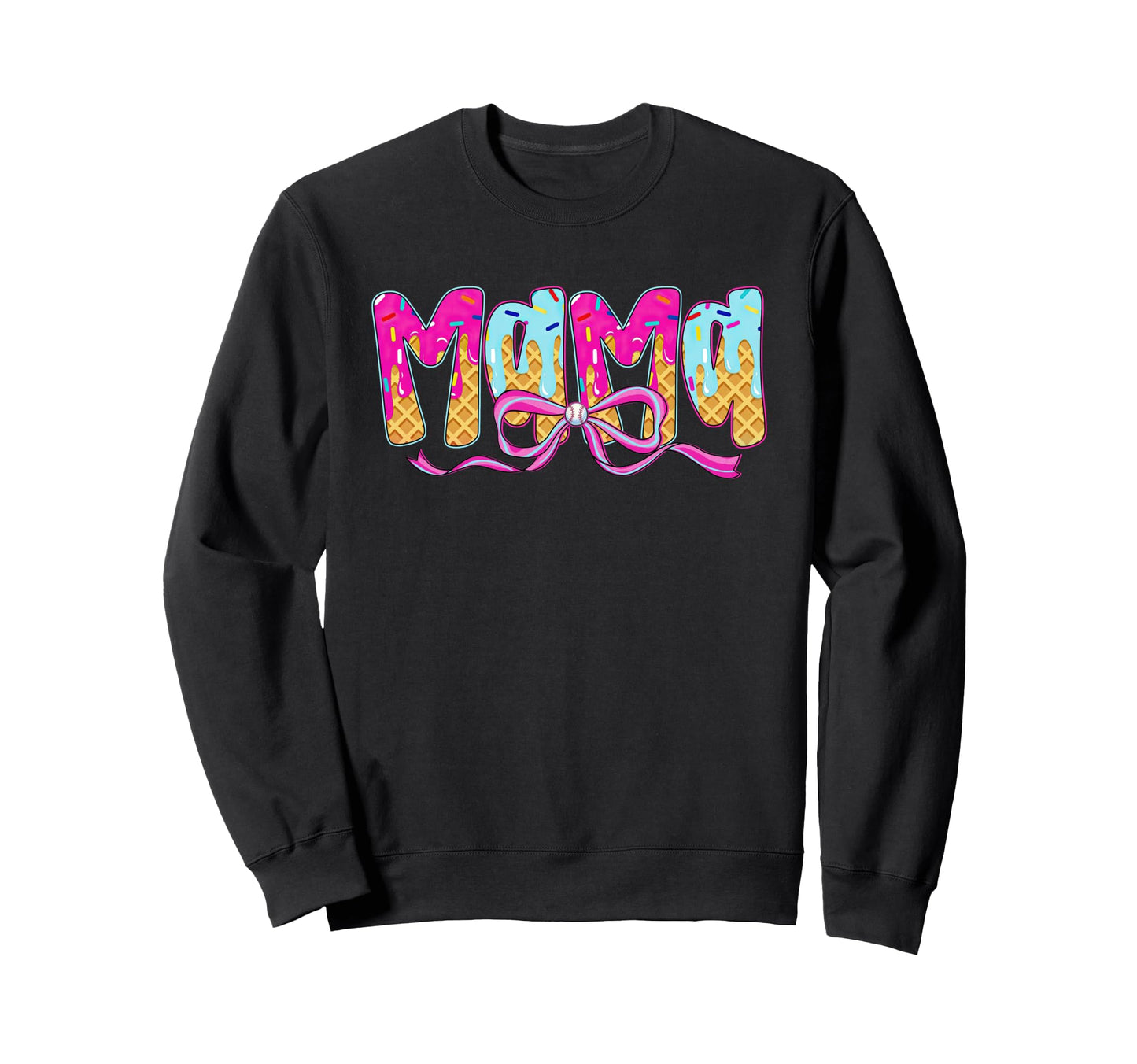 Baseball Mama Ice Cream Drip Sweatshirt - Trendy Graphic Men Women - T-Shirt, Sweatshirt, Hoodie