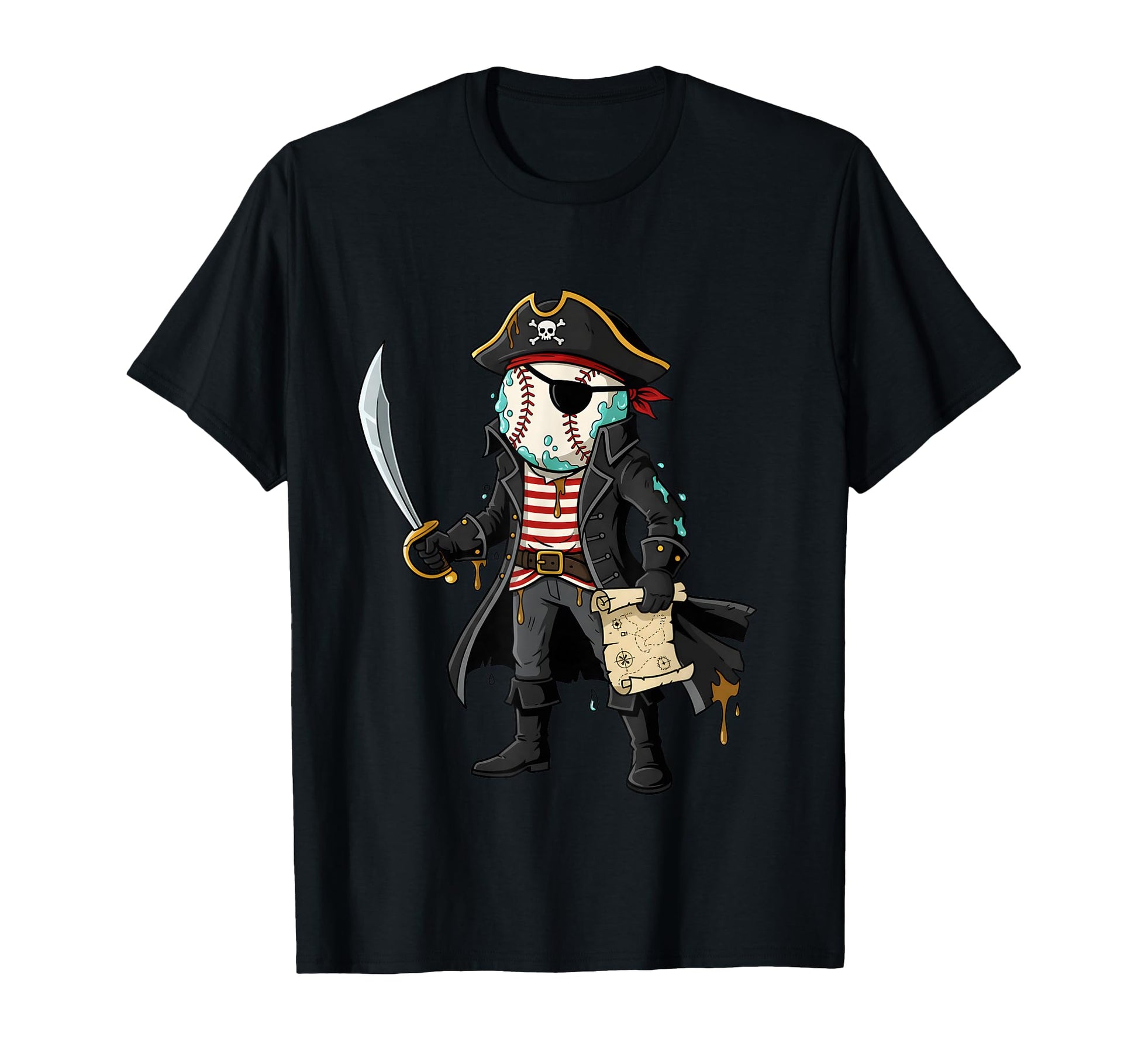 Pirate Baseball Skull Eye Patch T-Shirt - Aesthetic Graphic Men Women - T-Shirt, Sweatshirt, Hoodie