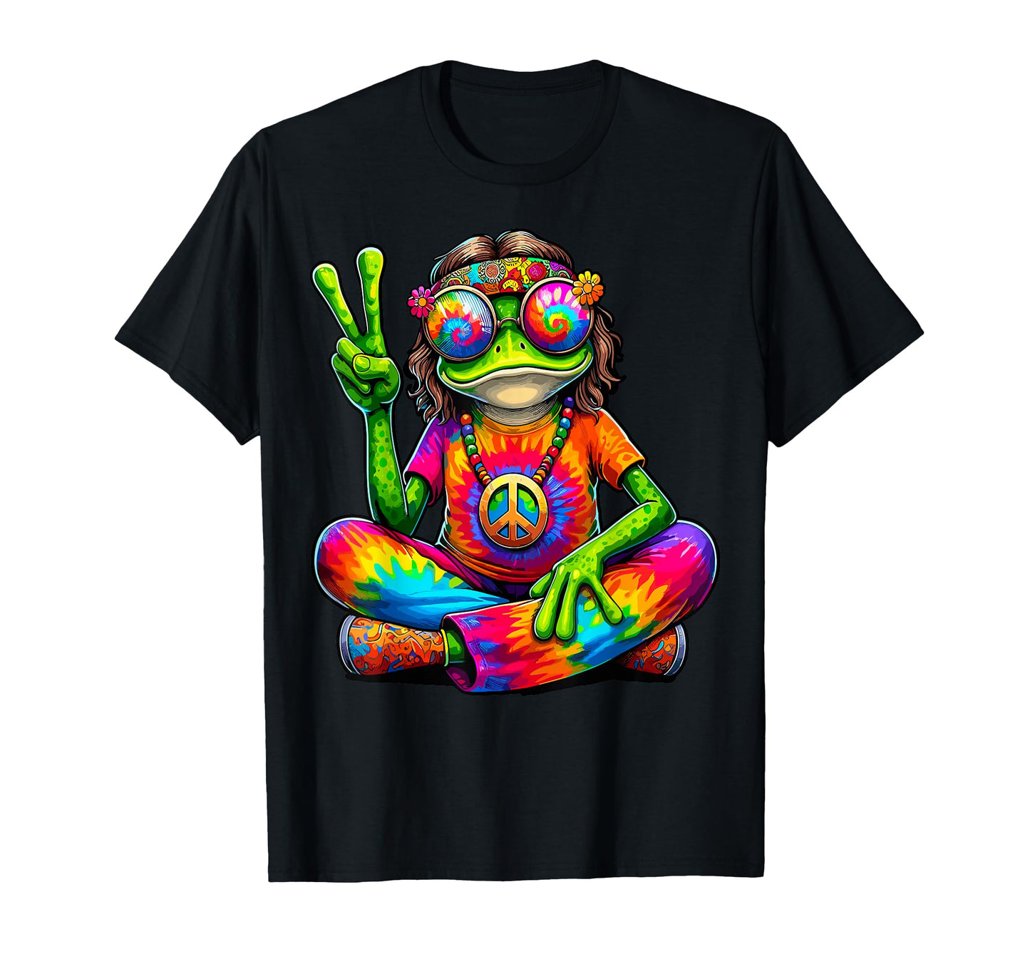 Hippie Tie Dye Frog 60S 70S Hippie Peace T-Shirt - Graphic Print Men Women - T-Shirt, Sweatshirt, Hoodie