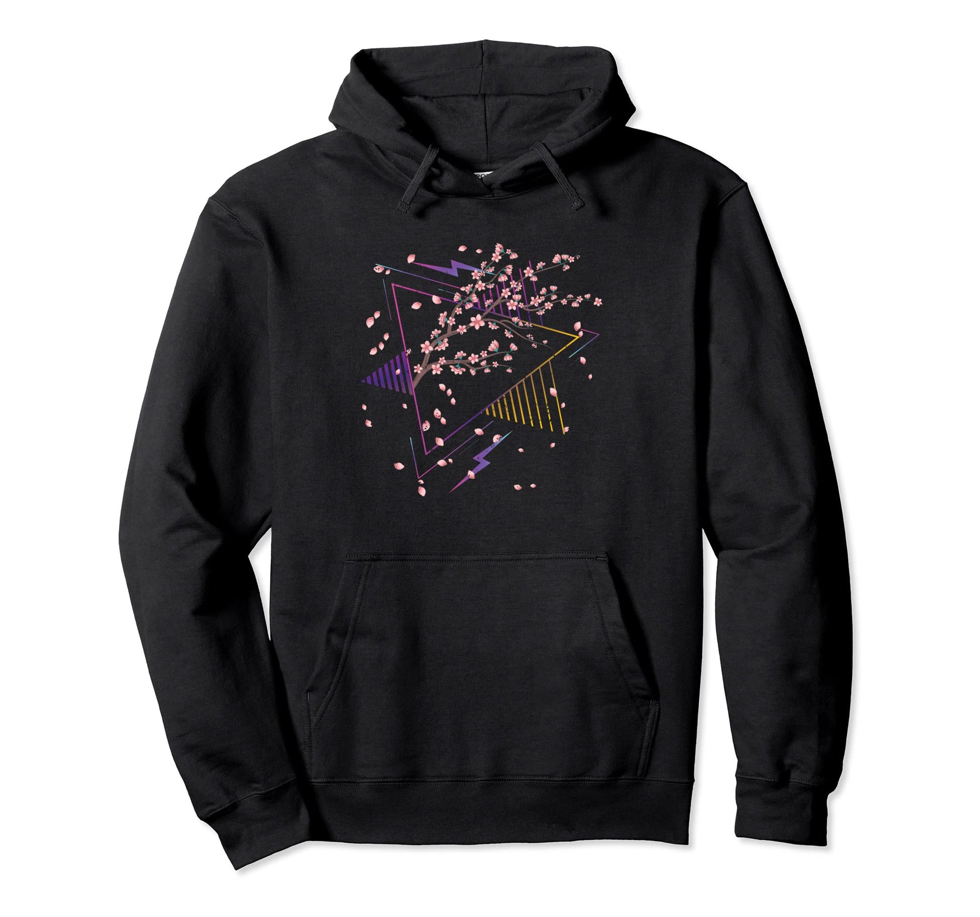 Synthwave Japanese Sakura Flower Hoodie - Novelty Apparel for Adults - T-Shirt, Sweatshirt, Hoodie