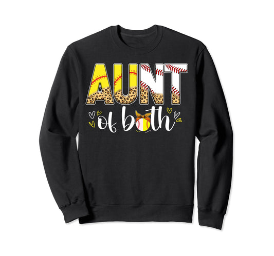 Aunt Both Leopard Baseball Softball Sweatshirt - Fun Novelty Design Unisex - T-Shirt, Sweatshirt, Hoodie