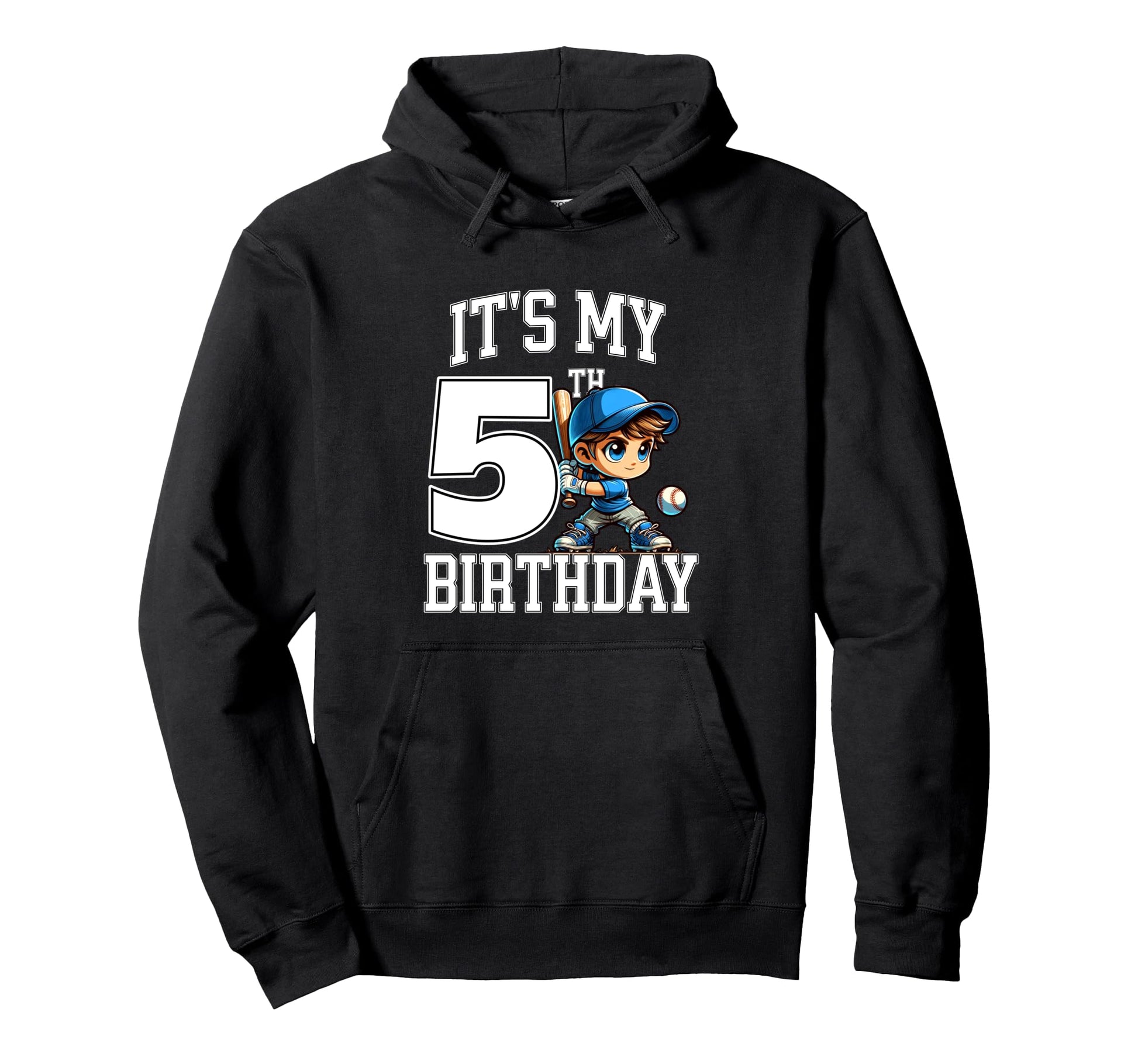 Its My 5Th Birthday Baseball Birthday Hoodie - Unique Graphic Unisex - T-Shirt, Sweatshirt, Hoodie