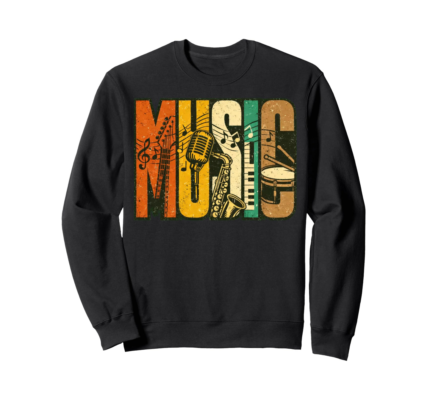 Music Instruments Typography Guitar Sweatshirt - Graphic Print for Adults - T-Shirt, Sweatshirt, Hoodie
