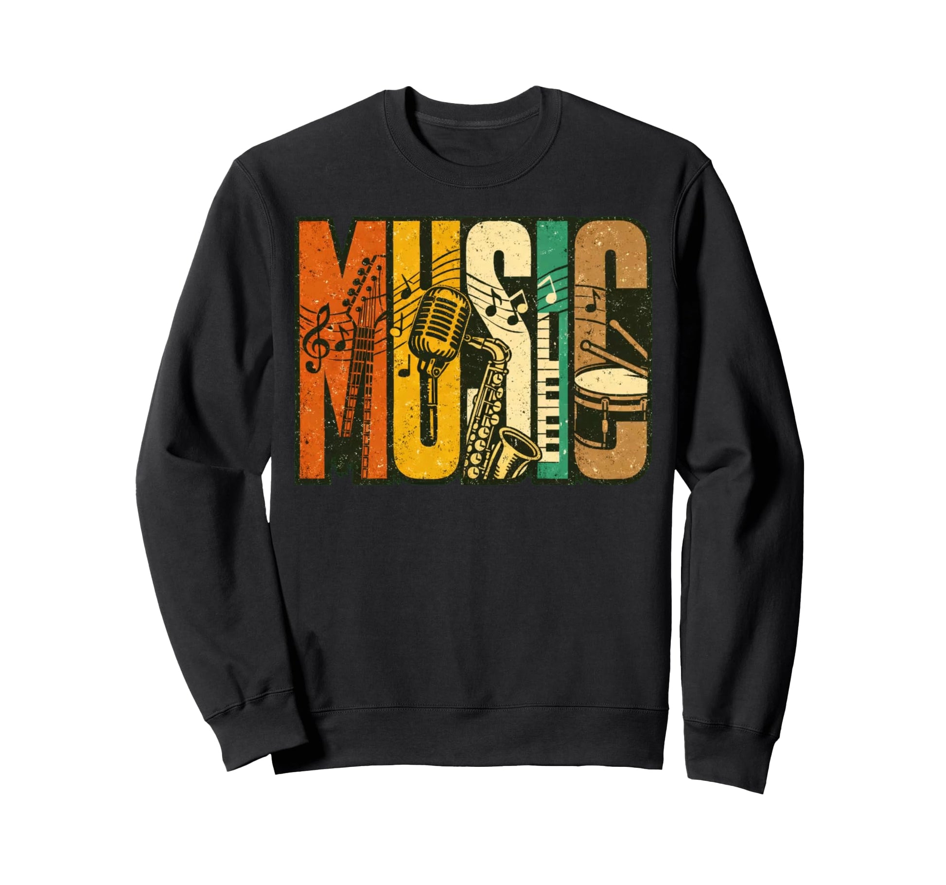 Music Instruments Typography Guitar Sweatshirt - Graphic Print for Adults - T-Shirt, Sweatshirt, Hoodie