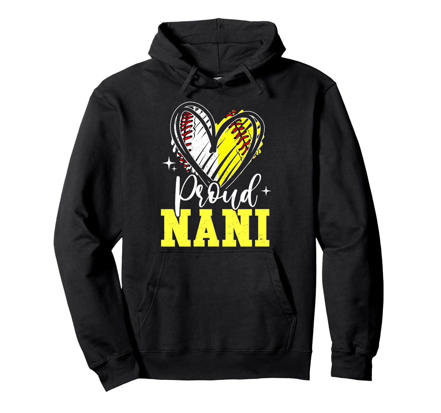 Proud Nani Baseball Softball Heart Hoodie - Custom Art Print Unisex - T-Shirt, Sweatshirt, Hoodie