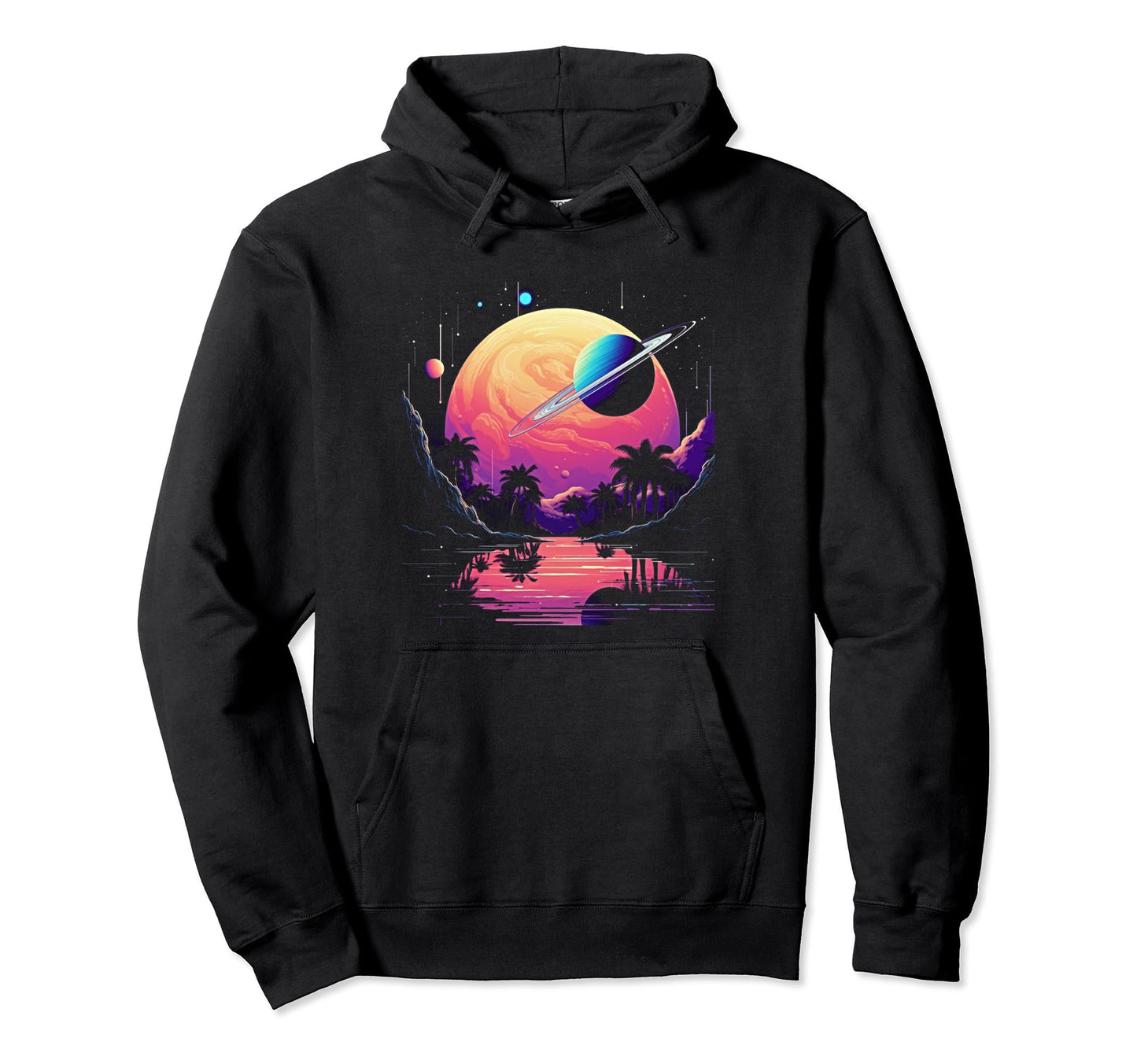 Vaporwave Solar System 80S Synthwave Hoodie - Fun Novelty Design Unisex - T-Shirt, Sweatshirt, Hoodie
