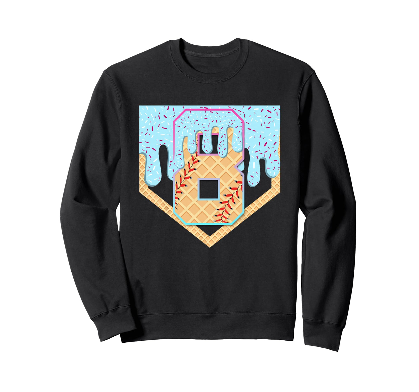 Number 8 Years Old Baseball Ice Sweatshirt - Unique Graphic Men Women - T-Shirt, Sweatshirt, Hoodie
