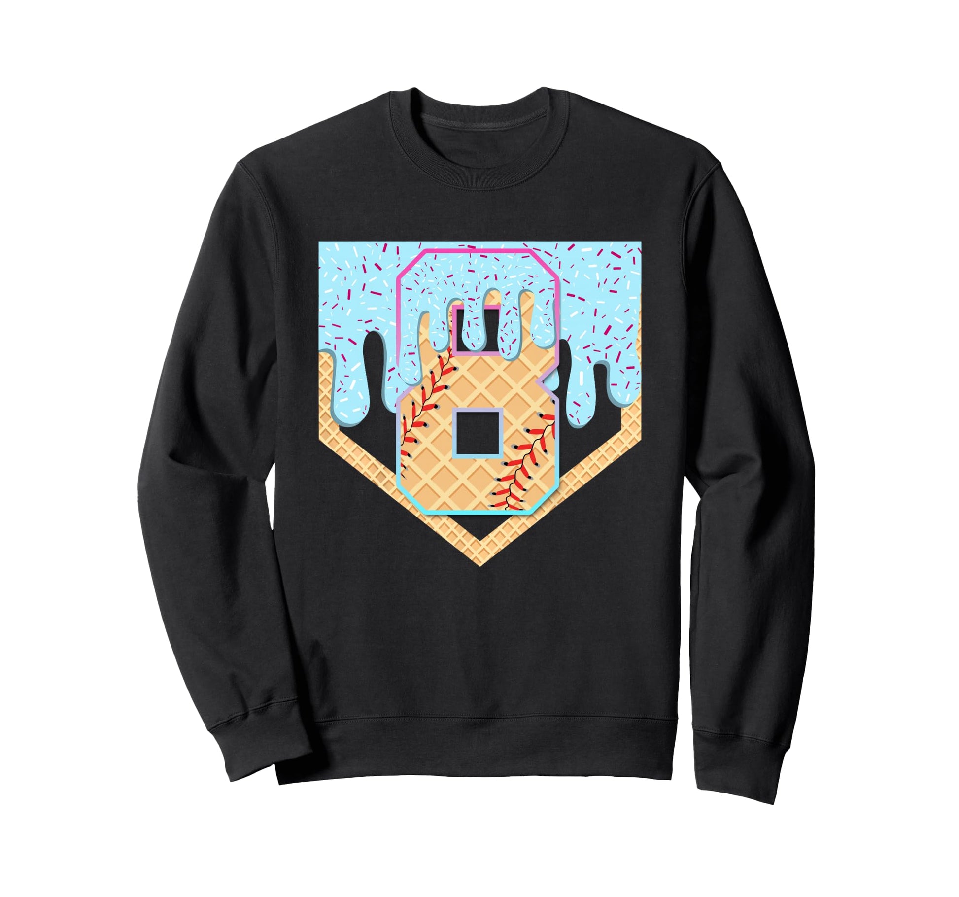 Number 8 Years Old Baseball Ice Sweatshirt - Unique Graphic Men Women - T-Shirt, Sweatshirt, Hoodie