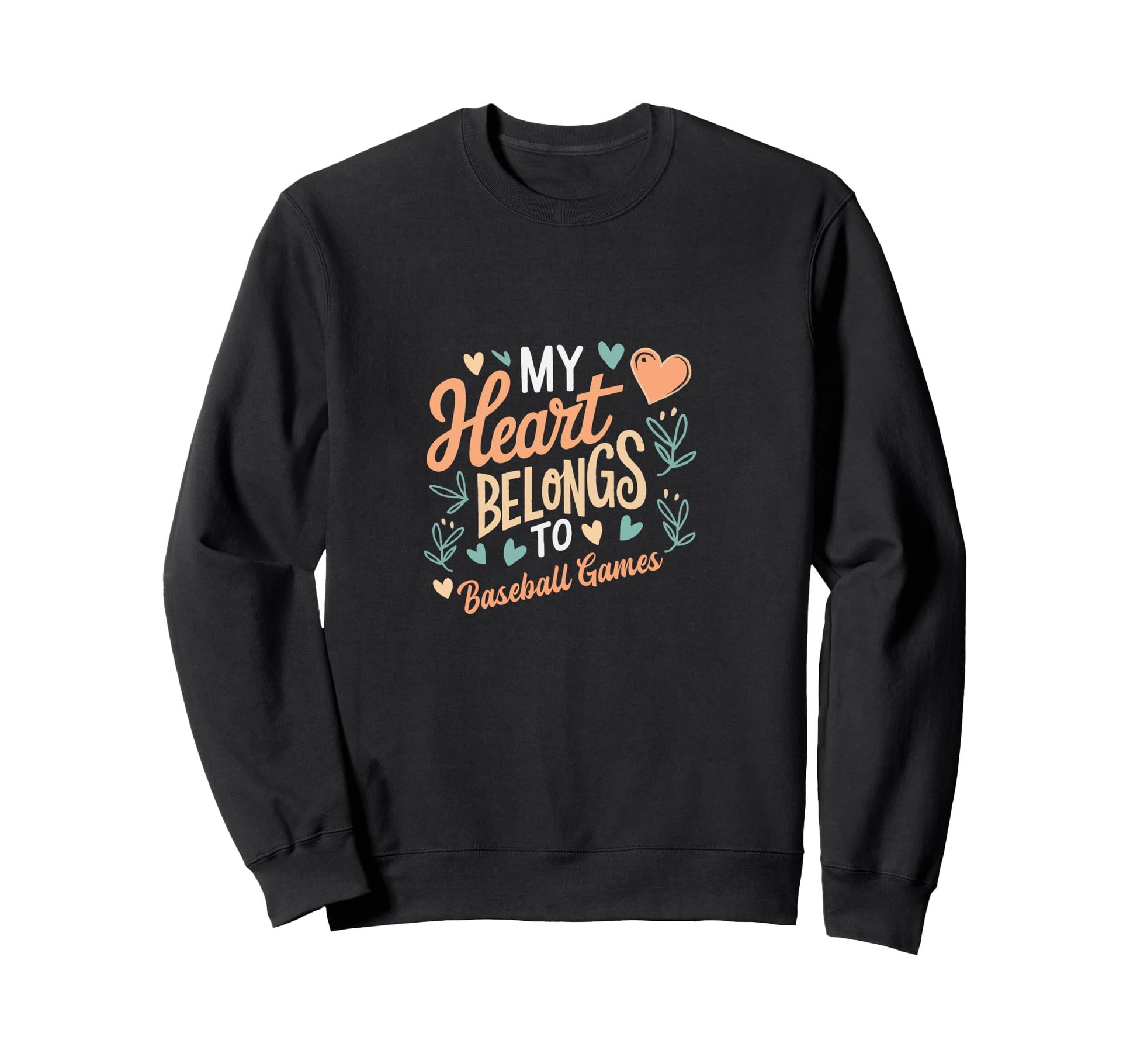 My Heart Beats Baseball Games Sweatshirt - Minimalist Print for Adults - T-Shirt, Sweatshirt, Hoodie