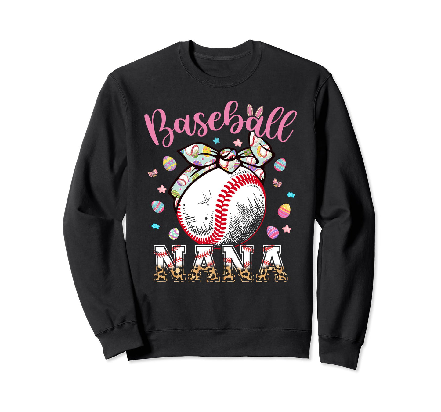 Baseball Nana Headband Leopard Sweatshirt - Minimalist Print for Adults - T-Shirt, Sweatshirt, Hoodie