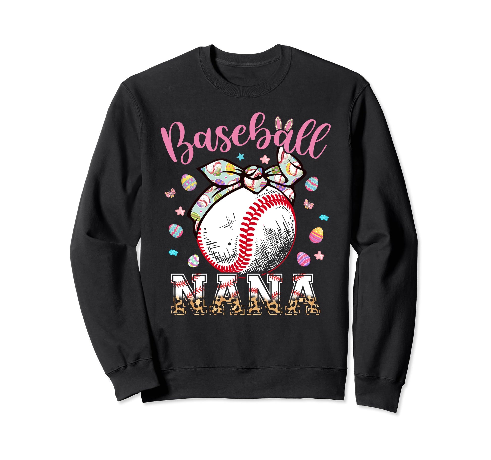 Baseball Nana Headband Leopard Sweatshirt - Minimalist Print for Adults - T-Shirt, Sweatshirt, Hoodie