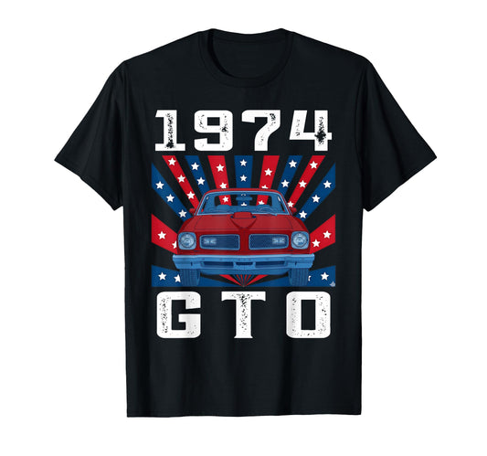 74 1974 Gto American Flag Silhouette T-Shirt - Aesthetic Graphic Men Women - T-Shirt, Sweatshirt, Hoodie